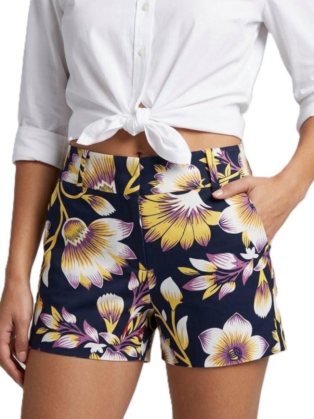 ANN TAYLOR SIGNATURE BLUE BRIGHT FLORAL PRINT CASUAL DRESS  SHORTS SIZE: 6 NWT